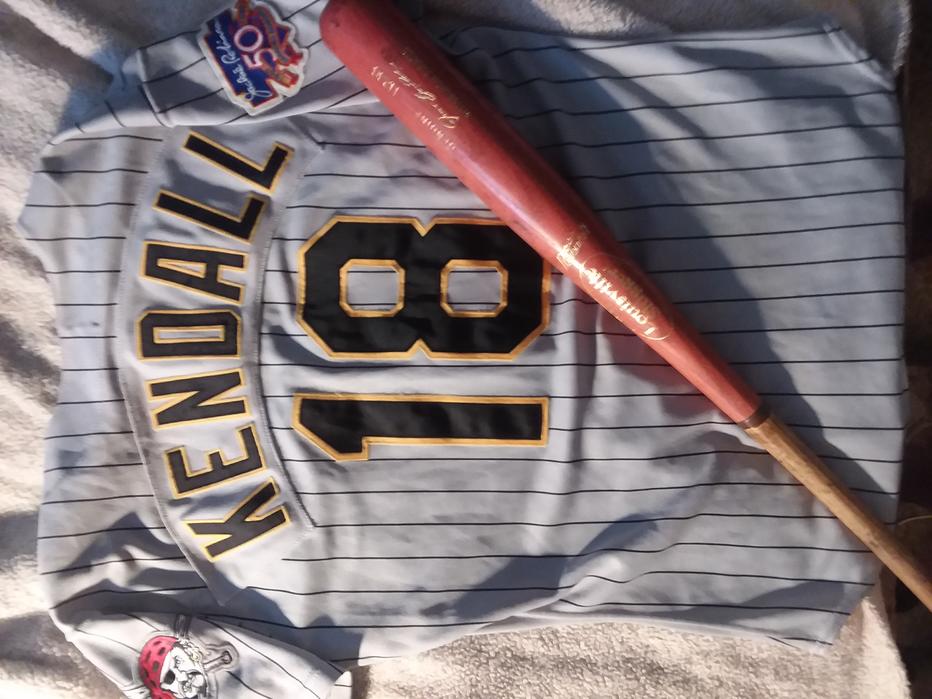 Name:  Jason Kendall 1997 Road Gray Pinstripe  jersey with  H238 bat.jpg
Views: 413
Size:  91.4 KB